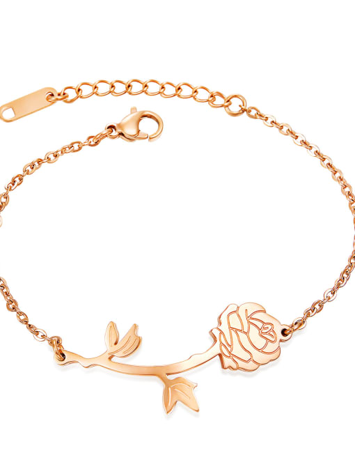 995 - [Rose Gold] Stainless Steel With Rose Gold Plated Fashion Rosary Bracelets